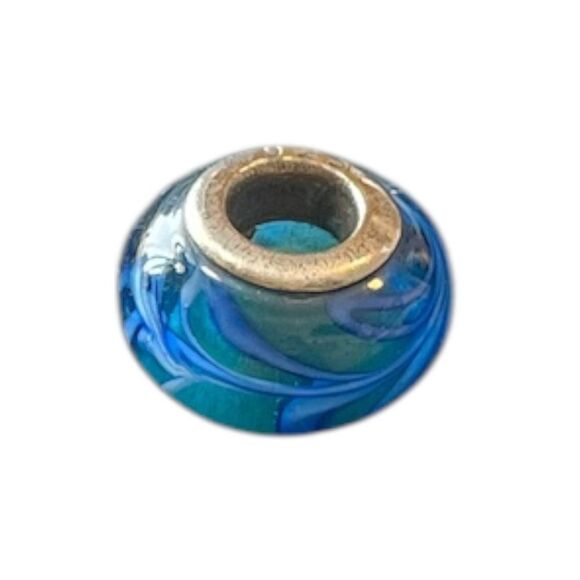 Elegant Blue and Green Glass Bead Charm - Picture 2 of 3